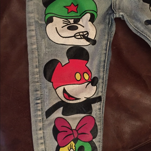 Designer Hand Painted Mickey Mouse jeans - Picture 4 of 6